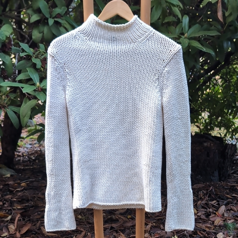 Gap Chunky Cotton Knit Bell Sleeve Mock Neck Sweater